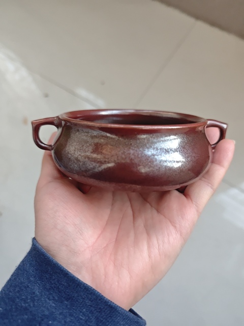 古玩陶瓷三足雙耳香爐真品鑒賞圖