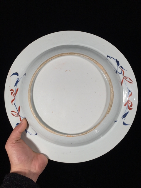 古玩陶瓷青花加彩折腰盤真品鑒賞圖