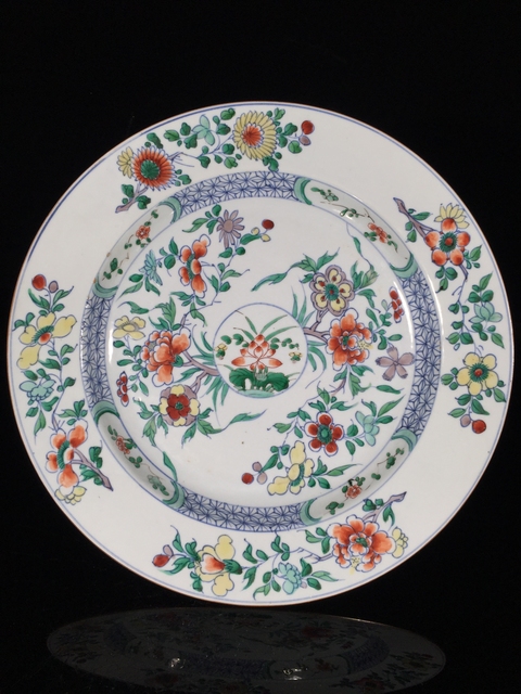 古玩陶瓷青花加彩折腰盤真品鑒賞圖