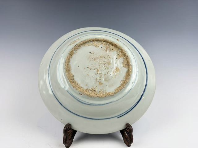 古玩陶瓷明晚期·青花鳳穿牡丹紋大盤真品鑒賞圖