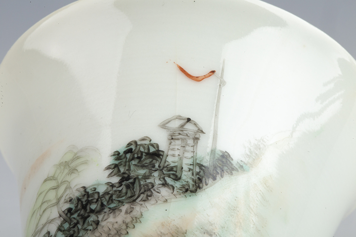 古玩陶瓷民國·粉彩山水紋馬蹄杯真品鑒賞圖