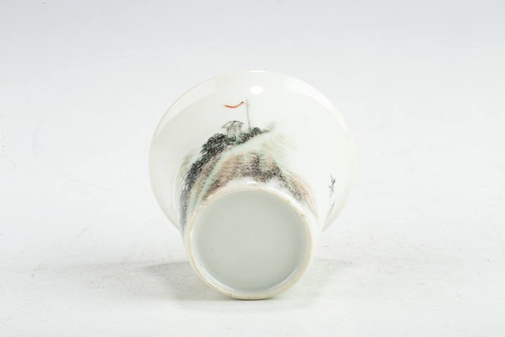 古玩陶瓷民國·粉彩山水紋馬蹄杯真品鑒賞圖