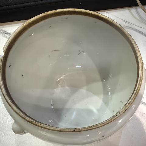 古玩陶瓷青綠山水彩山水紋四系粥罐真品鑒賞圖