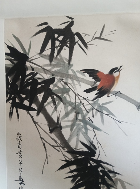 古玩字畫(huà)黃幻吾竹雀圖立軸真品鑒賞圖