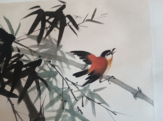 古玩字畫(huà)黃幻吾竹雀圖立軸真品鑒賞圖