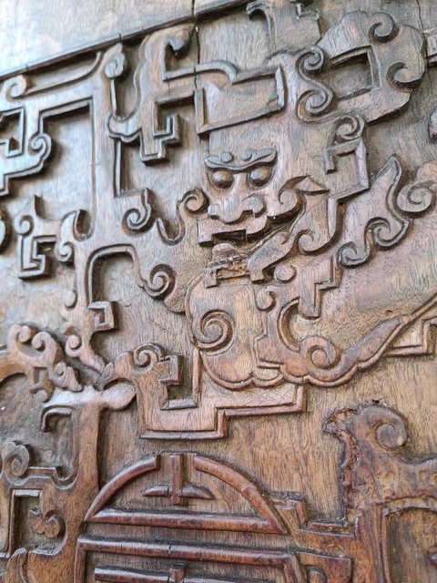 古玩雜項(xiàng)木雕花板真品鑒賞圖