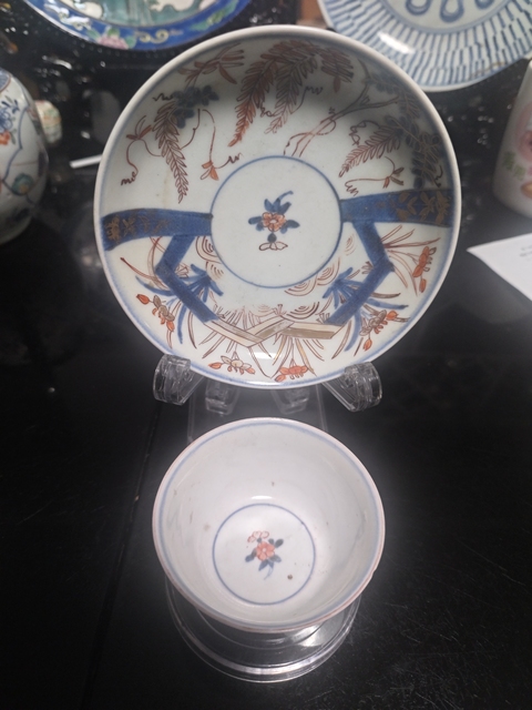 古玩陶瓷青花礬紅描金杯碟真品鑒賞圖