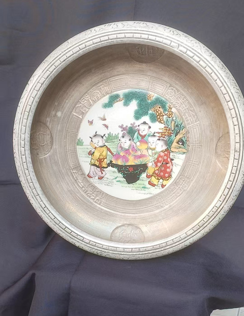 古玩銅器白銅盤真品鑒賞圖
