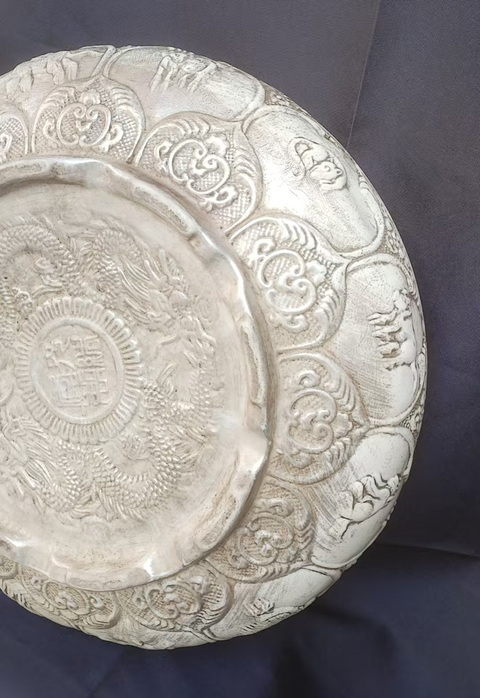 古玩銅器白銅盤真品鑒賞圖