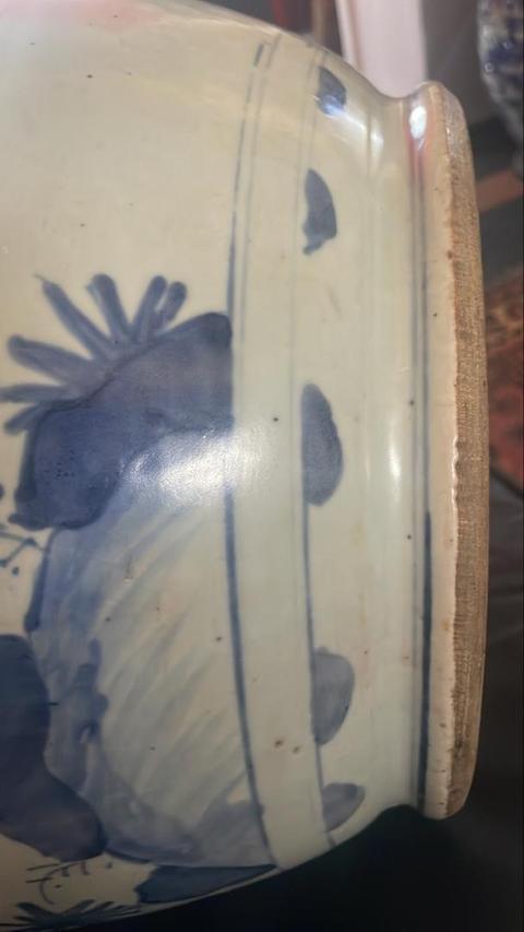 古玩陶瓷清順治 青花人物蓮子罐真品鑒賞圖