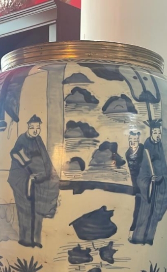 古玩陶瓷清順治 青花人物蓮子罐真品鑒賞圖