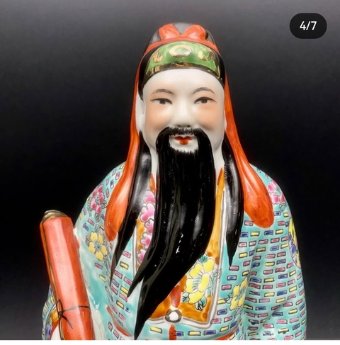 古玩陶瓷粉彩人物塑像真品鑒賞圖