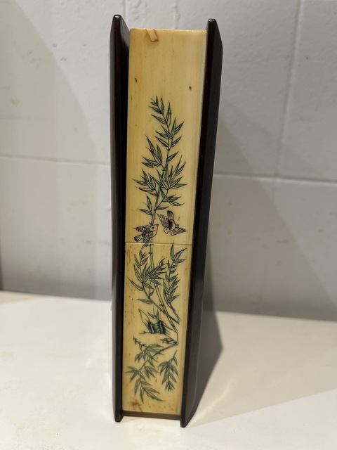 古玩雜項嵌繪人物花鳥紋梳妝盒真品鑒賞圖