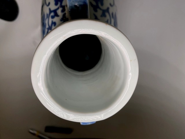 古玩陶瓷青花鳳紋雙耳抱月瓶真品鑒賞圖