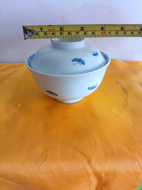 古玩陶瓷睌清民國青花釉里紅花卉紋蓋碗拍賣，當前價格298元