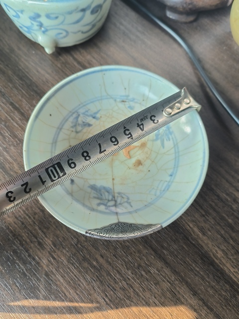 古玩陶瓷青花魚藻紋臥足盤真品鑒賞圖