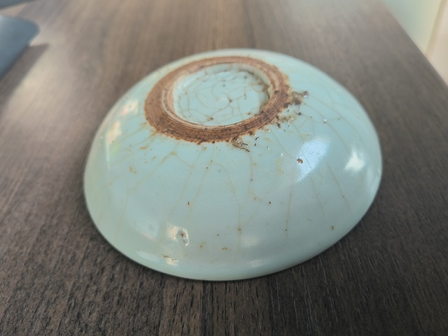 古玩陶瓷青花魚藻紋臥足盤真品鑒賞圖