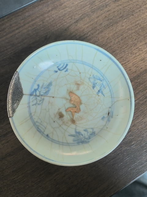 古玩陶瓷青花魚藻紋臥足盤真品鑒賞圖