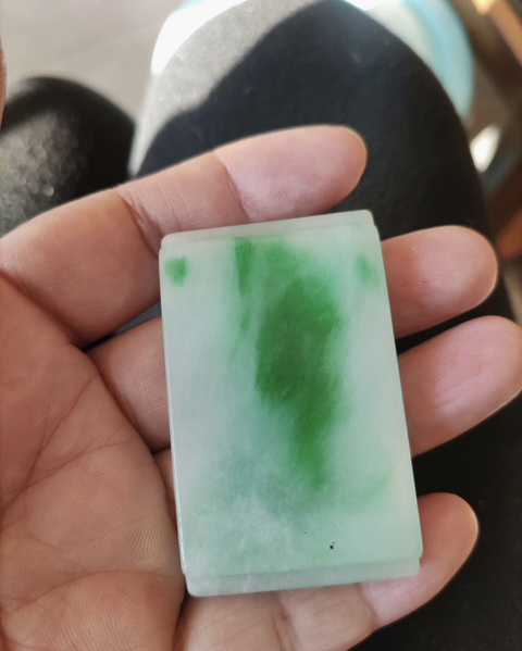 古玩玉器“染色”非天然翡翠墨床真品鑒賞圖