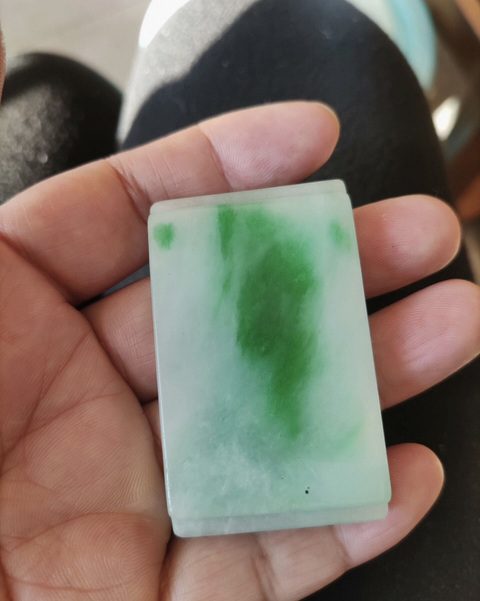 古玩玉器“染色”非天然翡翠墨床真品鑒賞圖