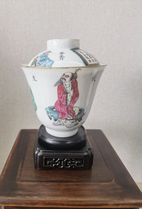 古玩陶瓷粉彩無雙普蓋杯真品鑒賞圖