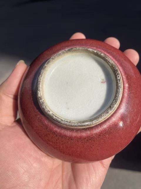 古玩陶瓷郎紅釉水盂真品鑒賞圖