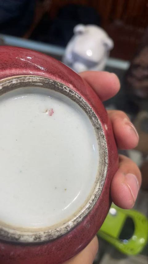 古玩陶瓷郎紅釉水盂真品鑒賞圖