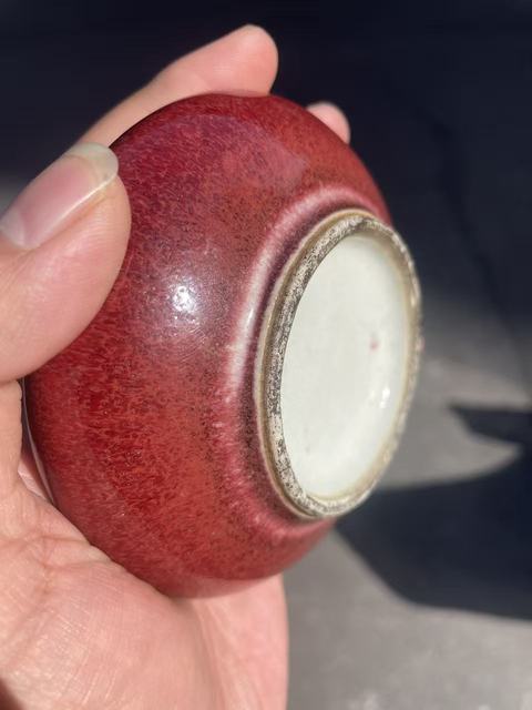 古玩陶瓷郎紅釉水盂真品鑒賞圖