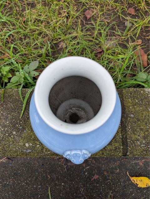 古玩陶瓷天藍(lán)釉鳩耳銜環(huán)尊真品鑒賞圖