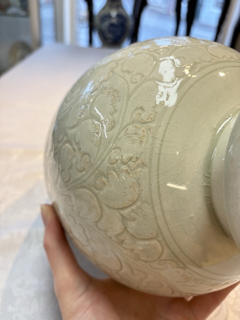 古玩陶瓷宋青白釉景德鎮窯刻花梅瓶真品鑒賞圖