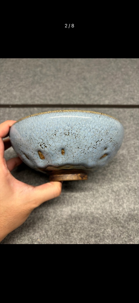 古玩陶瓷鈞窯天藍(lán)釉大碗真品鑒賞圖