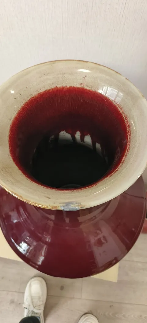 古玩陶瓷紅釉貫耳瓶真品鑒賞圖