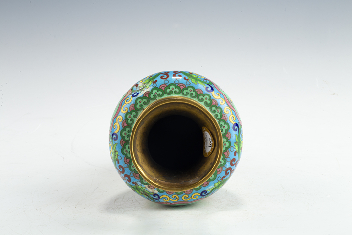 古玩銅器創(chuàng)匯·銅胎掐絲琺瑯風(fēng)景花卉紋瓶真品鑒賞圖