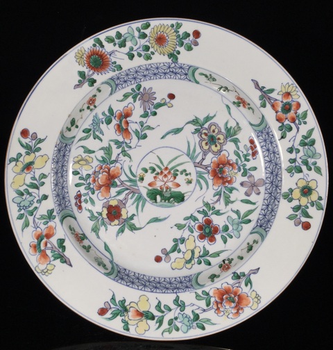 古玩陶瓷花卉紋斗彩盤真品鑒賞圖