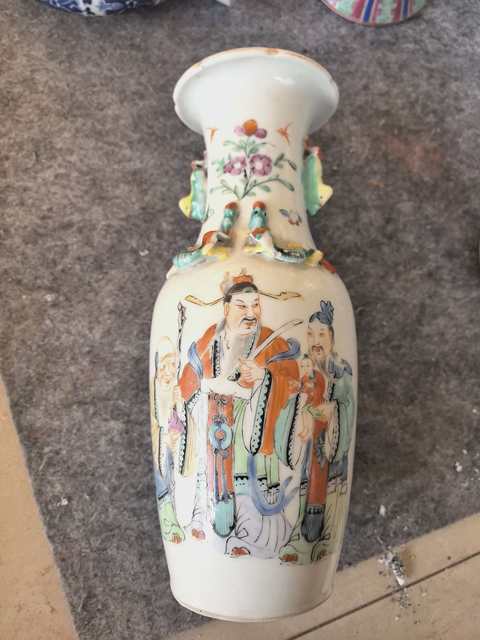 古玩陶瓷三星人物粉彩瓶（疑似后加）真品鑒賞圖