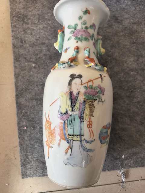 古玩陶瓷三星人物粉彩瓶（疑似后加）真品鑒賞圖