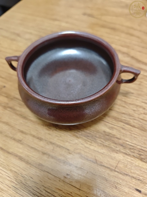 古玩陶瓷清雍正 古銅釉仿明宣德銅爐三足瓷爐真品鑒賞圖