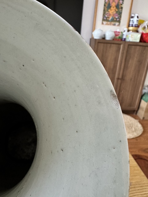 古玩陶瓷纏枝花囍字紋青花花觚真品鑒賞圖