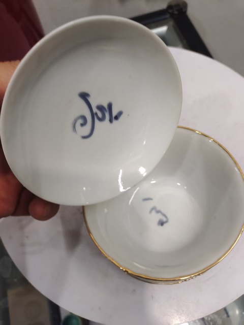 古玩陶瓷民國淺絳彩山水蓋碗真品鑒賞圖