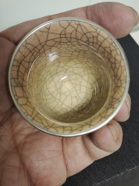 古玩陶瓷漳州窯仿哥釉杯真品鑒賞圖