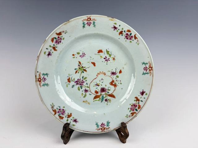 古玩陶瓷清乾隆·粉彩石榴花卉紋盤拍賣，當前價格99元