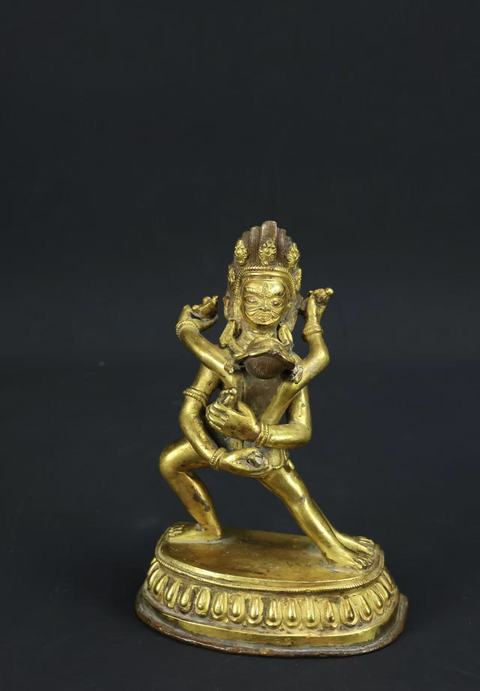 古玩銅器銅鎏金雙身像真品鑒賞圖