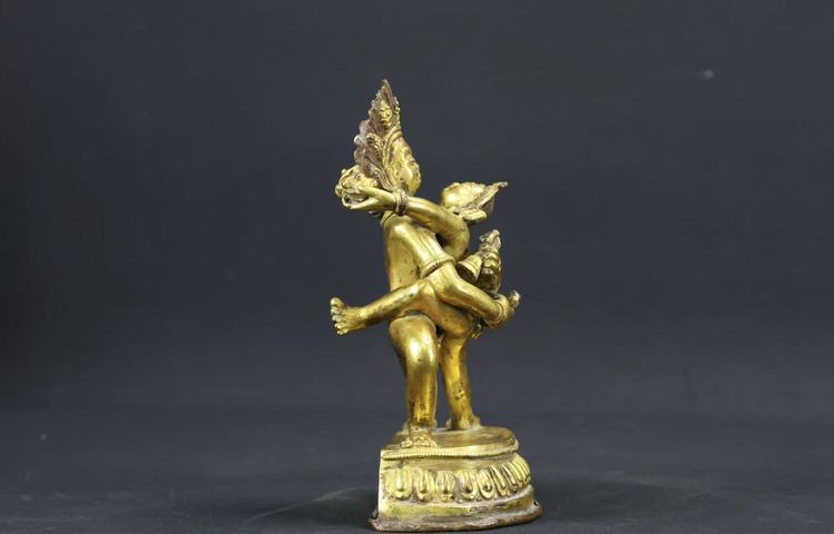 古玩銅器銅鎏金雙身像真品鑒賞圖