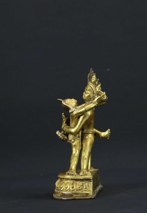 古玩銅器銅鎏金雙身像真品鑒賞圖