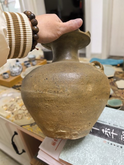 古玩陶瓷越窯青瓷雙系瓶真品鑒賞圖
