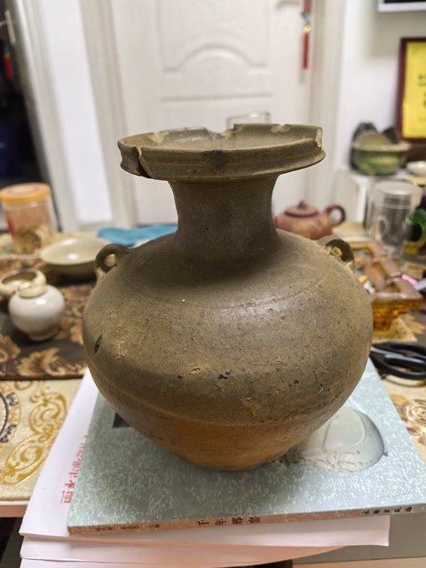 古玩陶瓷越窯青瓷雙系瓶真品鑒賞圖