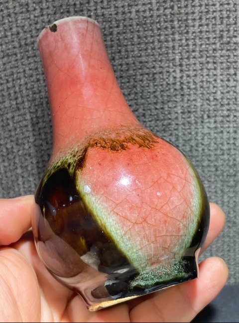 古玩陶瓷三陽開泰膽瓶真品鑒賞圖