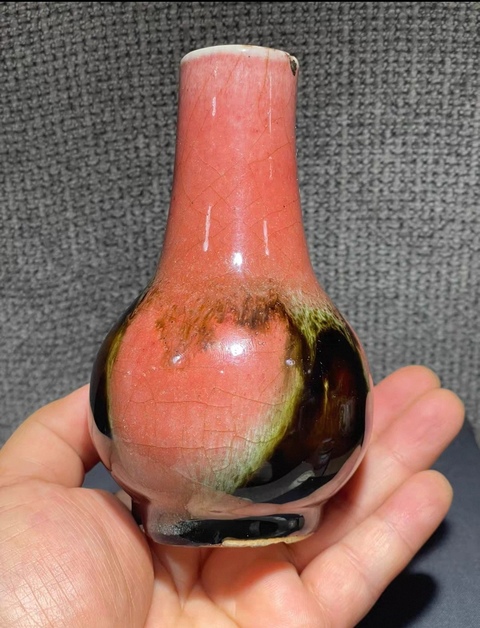 古玩陶瓷三陽開泰膽瓶真品鑒賞圖