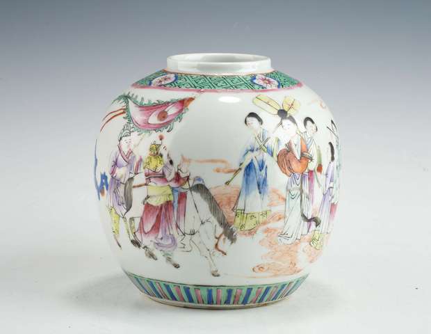 古玩陶瓷民國·粉彩郭子儀遇仙紋罐拍賣，當前價格3699元
