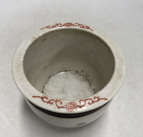 古玩陶瓷清末民初·哥釉五彩鳳凰牡丹紋案缸拍賣，當前價格2699元